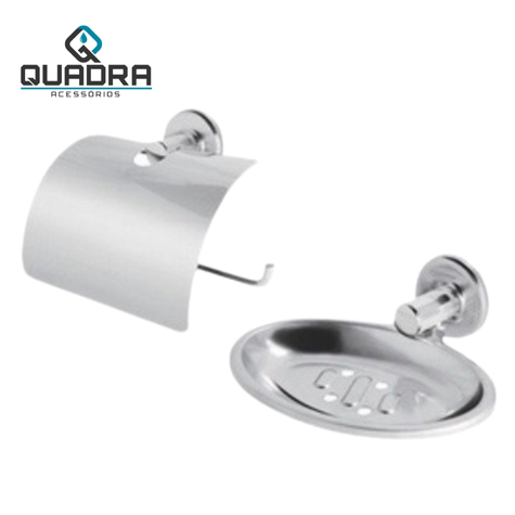 Kit Papeleira e Saboneteira Aço Inox. em Oferta na Shopee