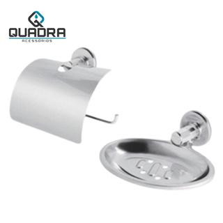 Kit Papeleira e Saboneteira Aço Inox. em Oferta na Shopee