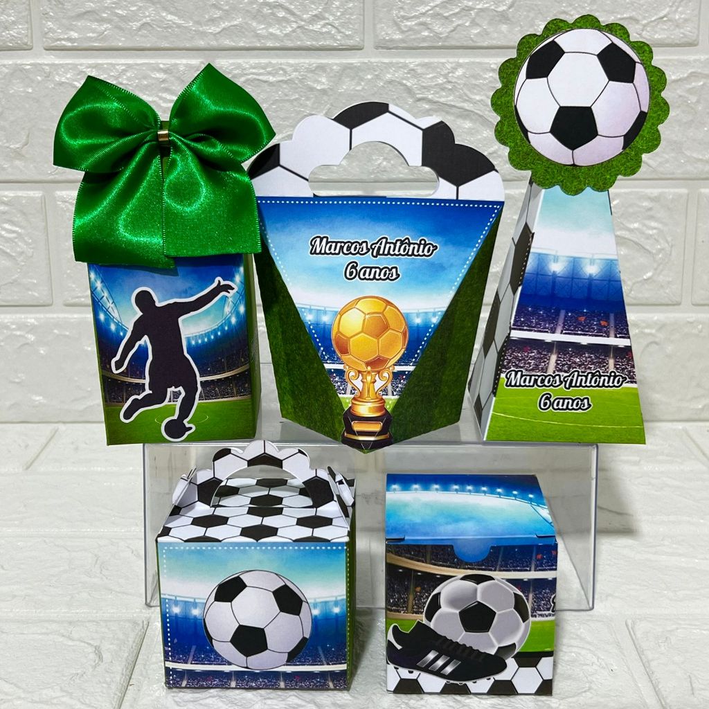 Kit Festa Personalizada FUTEBOL - Caixinhas Personalizadas - Lembrancinhas - Aniversário - PAPEL FOTOGRÁFICO 180G