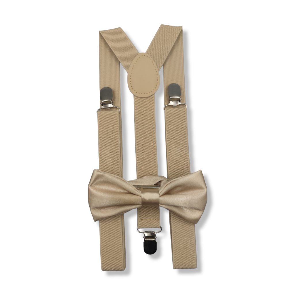 Kit Suspensorio com Gravata Borboleta Creme Bege Adulto Infantil em Oferta na Shopee