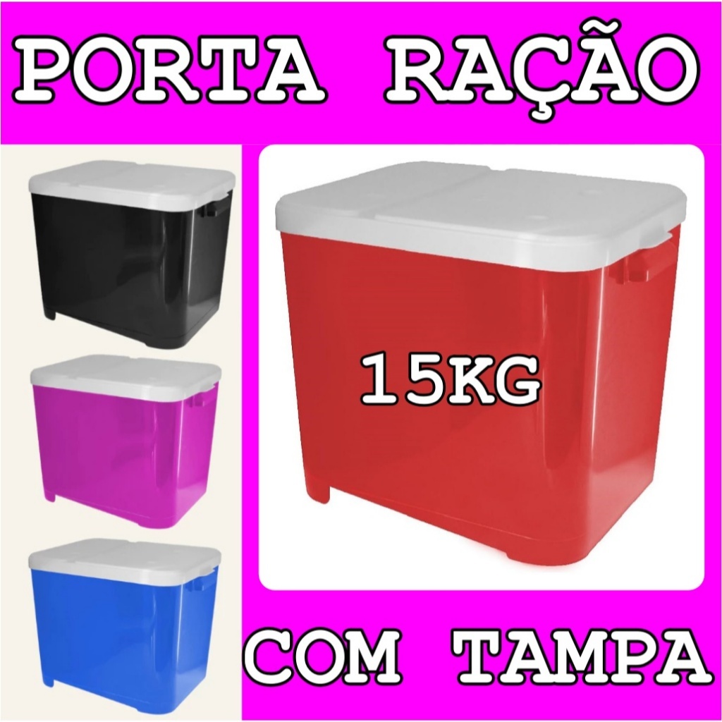 Porta Ração Pet Até 15 Kg com Tampa - Dispense Container Pote Raçâo furacão pet