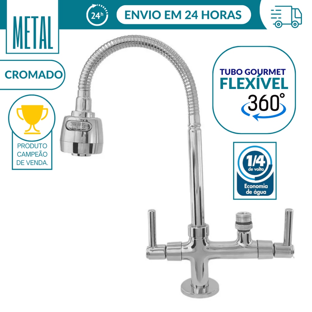 Torneira Gourmet de Metal bancada para filtro ou maquina Cozinha de metal LAVA LOUÇA PROMOÇÃO