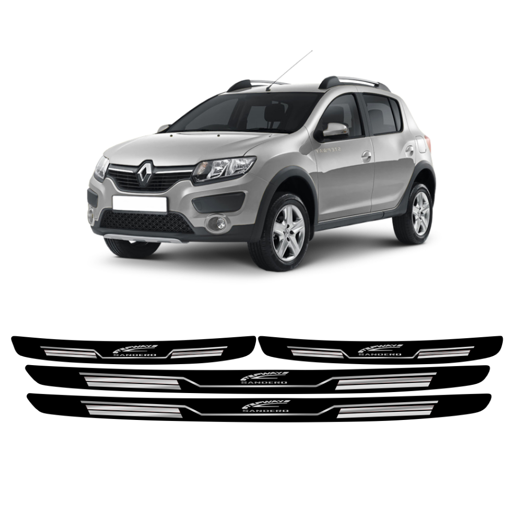 Soleira Porta Protetor SANDERO STEPWAY 4 Peças Resinada Adesivo SLIM