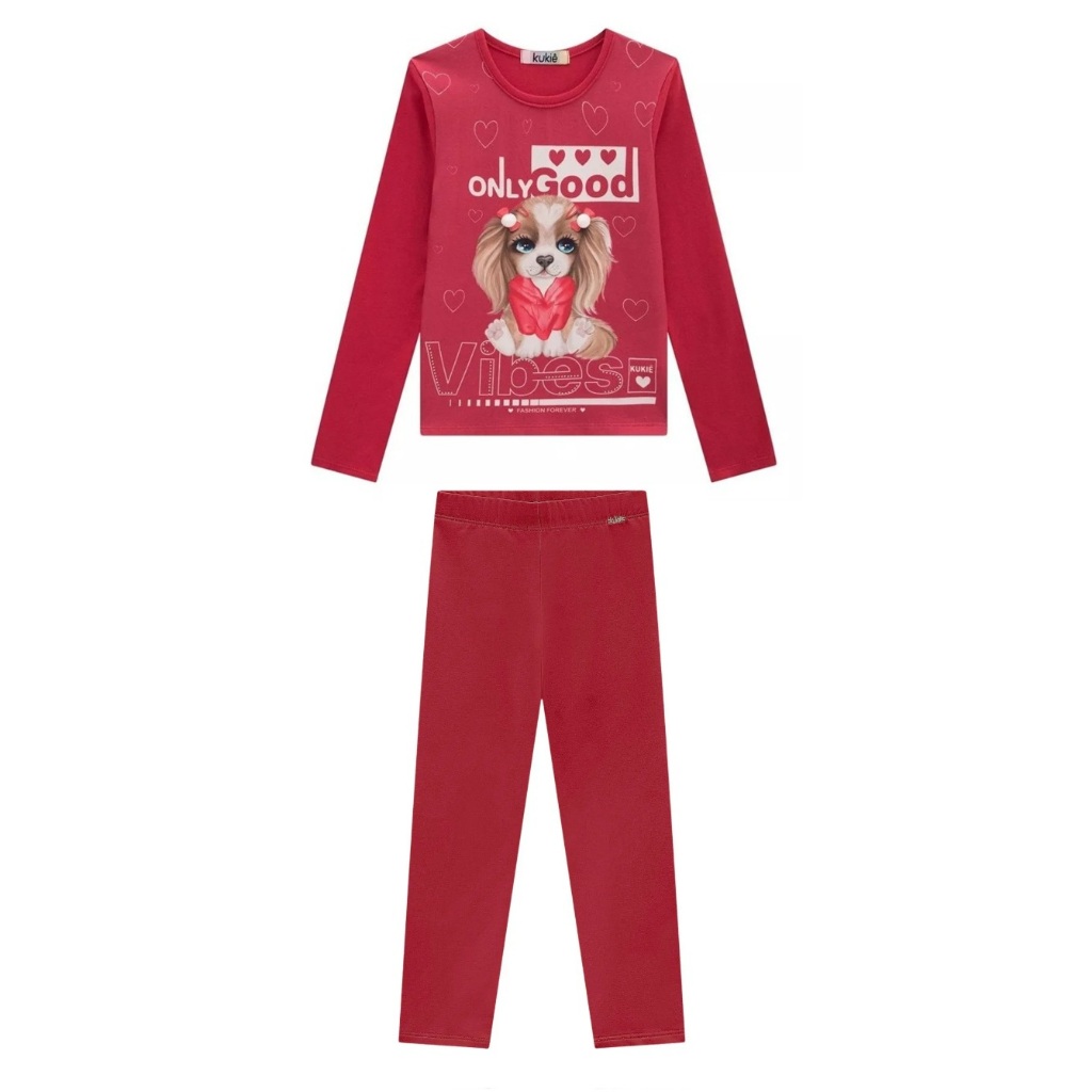 Conjunto Infantil Menina Outono/Inverno Kukie Calça Legging e Blusa ML