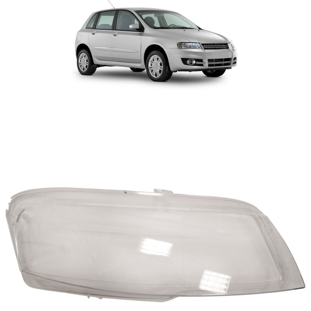 Lente Farol Dianteiro Stilo 2002 2003 2004 2005 2006 A 2012 Transparente Lente Lisa Acrilico - Spare Parts and Accessories for Vehicles