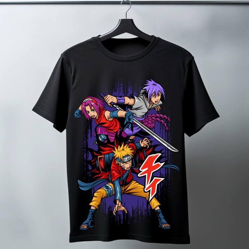 Camiseta Masculina Naruto Clássica Sharingan Akatsuki - DTF Premium - Promoção Anime Otaku Luta Camiseta Preta Branca