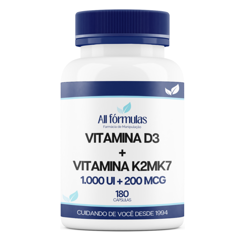 Vitamina D3 1.000 UI + Vitamina K2mK7 200 MCG - 180 Cápsulas em Oferta na Shopee