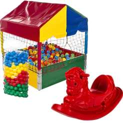 Piscina De Bolinhas Quadrada 1,00m Nacional Premium + 100 Bolinhas + 1 Gangorra 1 Lugar - Rotoplay