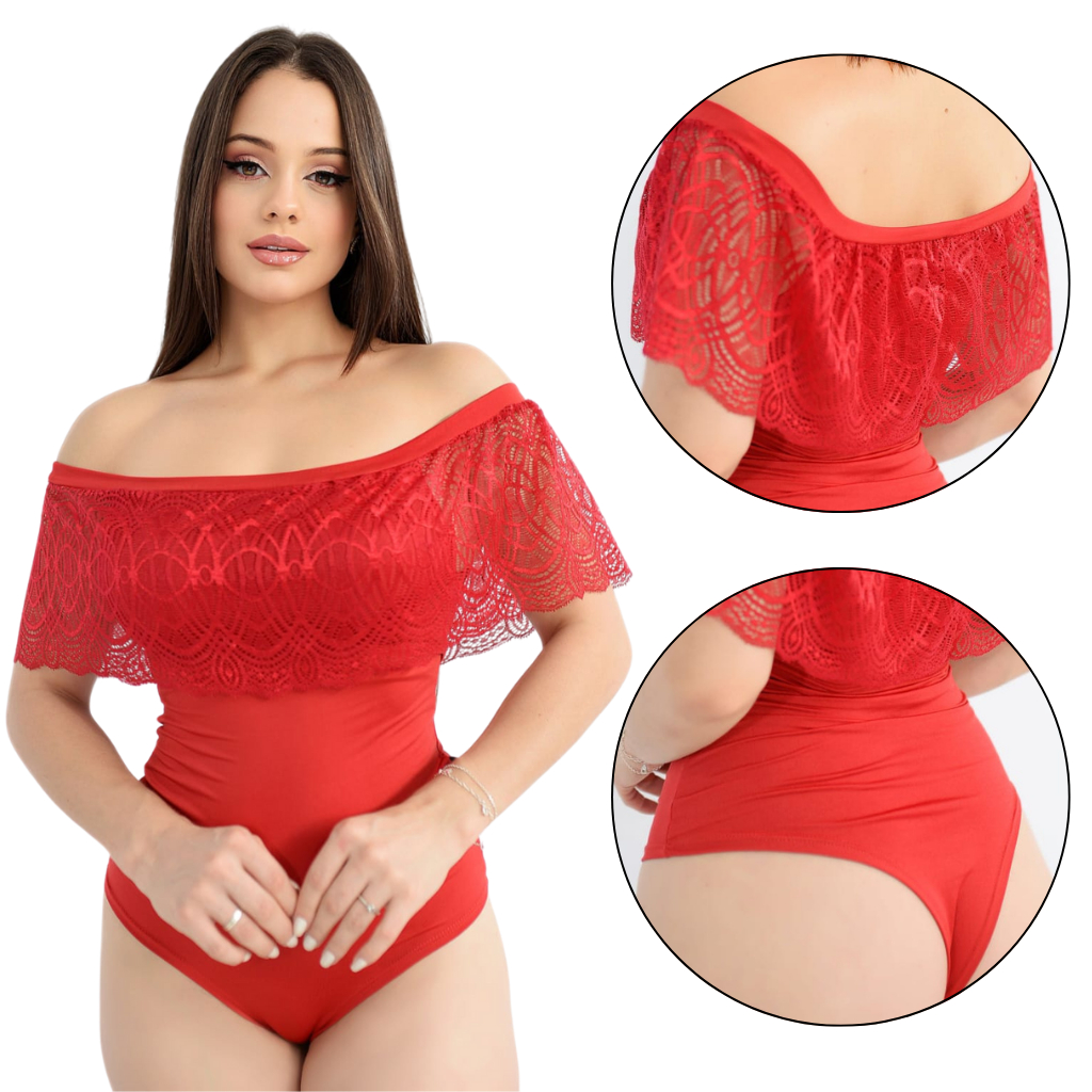 Body Feminino Renda Bory  Ciganinha Tecido Poliéster