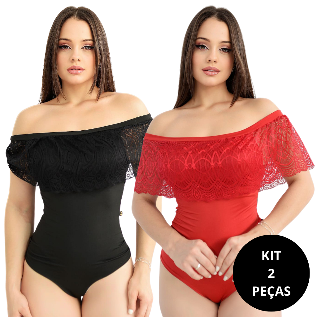 Kit 2 Body Feminino Ciganinha Body Renda Elegante