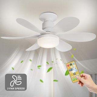 Ventilador de teto Com Lampada e Controle Remoto Luz para pequenos espaços 6 Hélices Bivolt em Oferta na Shopee