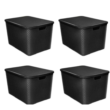 Caixa Organizadora Rattan PRETA 20 Litros COD 25598 TOY em Oferta na Shopee