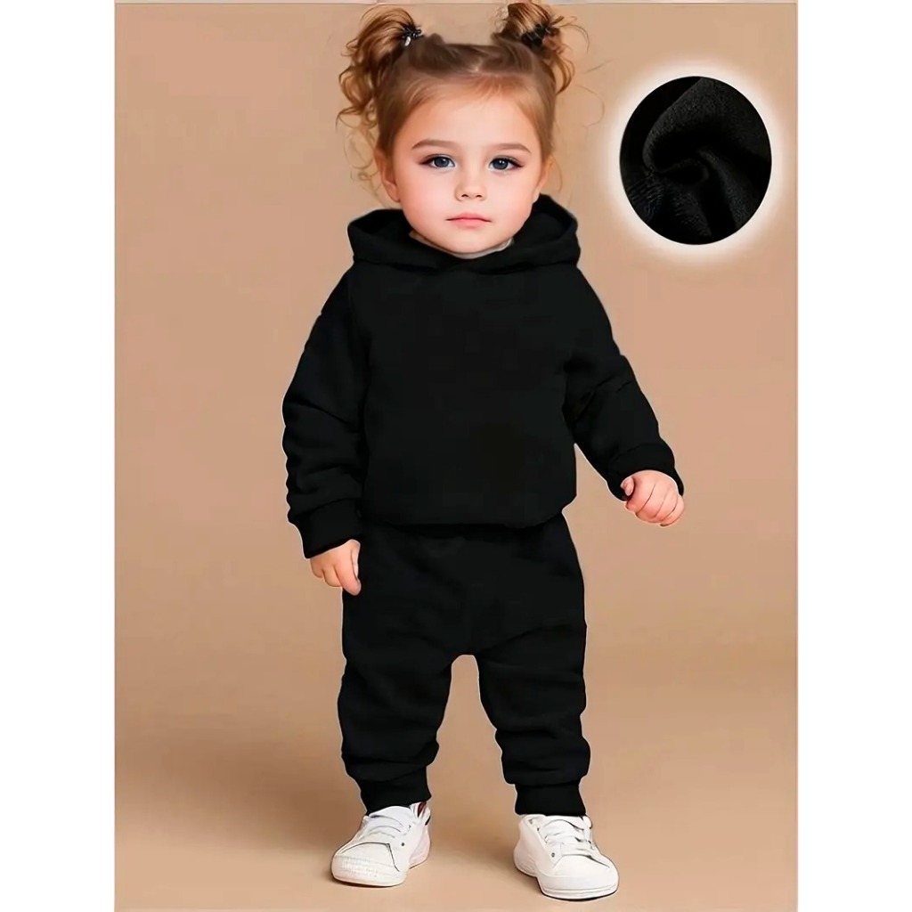 Conjunto Infantil Juvenil Moletom Canguru Flanelado Capuz Bolso Blusa Frio Inverno Calça Moletom Jogger Escola Creche