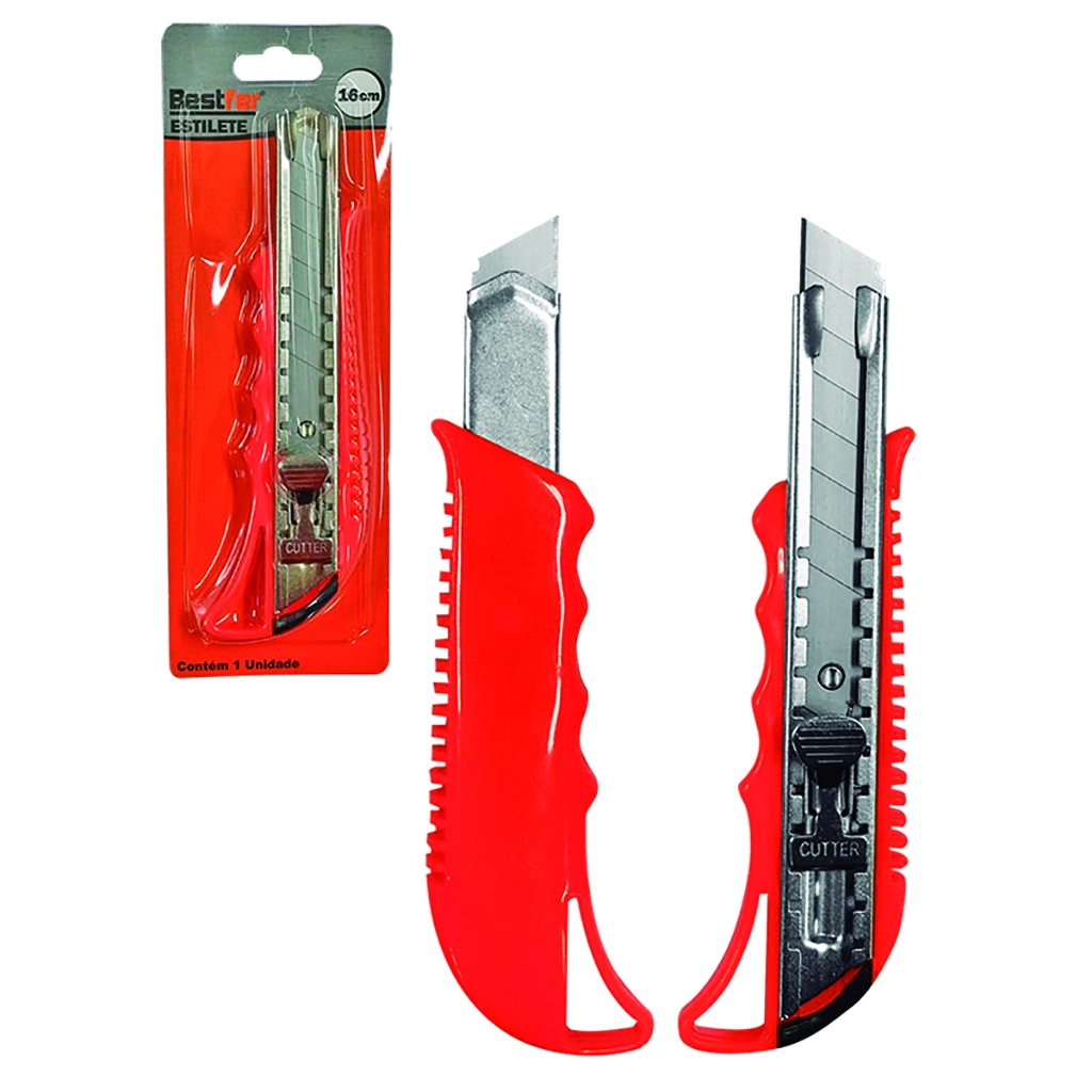Estilete Profissional Com Bloqueio Automático 16mm Bestfer em Oferta na Shopee