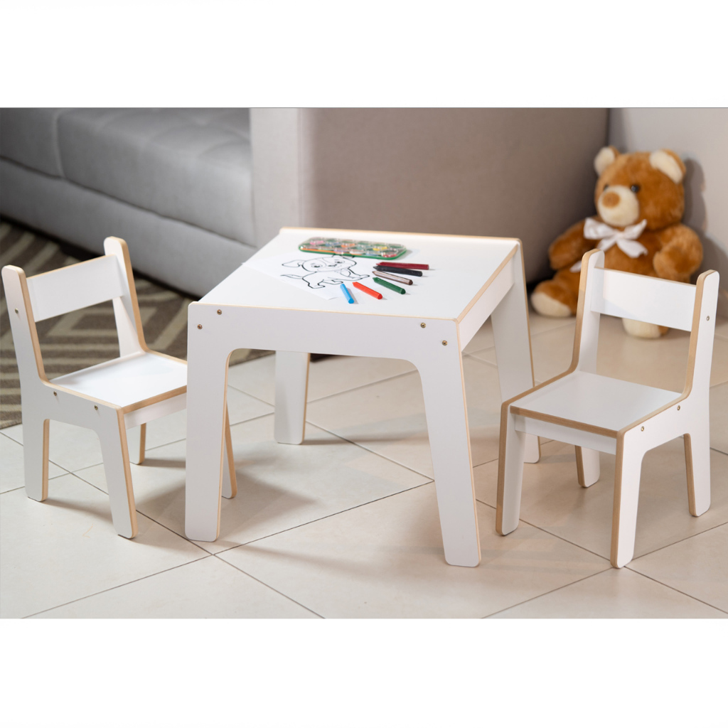 Mesa infantil, criança, mesinha, infantil, mesa, mdf (Kit 1 mesa + 2 cadeiras)(Branco / Rosa)
