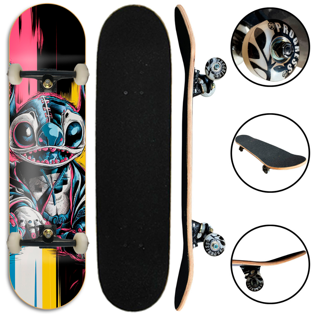 Skate Iniciante completo pronto para andar para crianças e adultos até 100kg