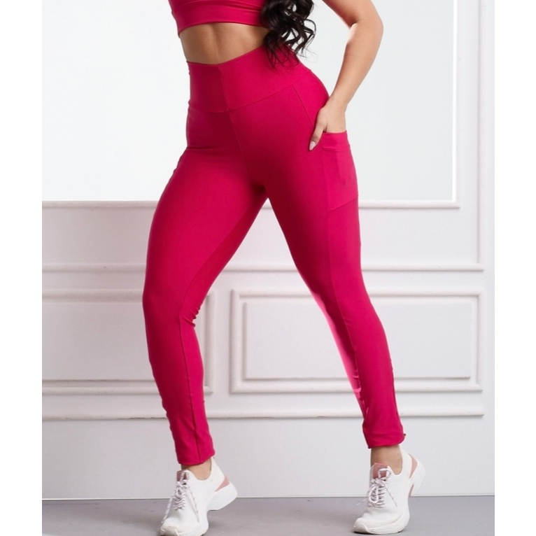 Legging com bolso Calça fitness feminino suplex premium bolso porta celular
