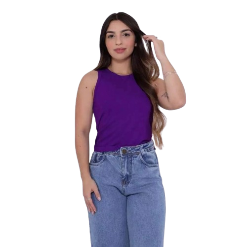 Regata Roxa Americana Blusinha Feminina Canelada Ribana em Oferta na Shopee