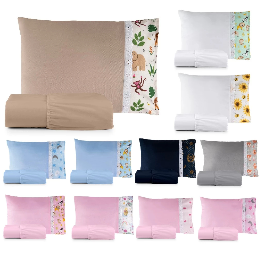 Jogo De Lençol Mini Berço 100% Poliéster Com Fronha 2 Peças Menino e Menino Vários Modelos em Oferta na Shopee