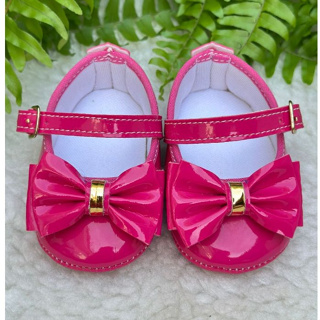 Sapatilha Bebê tipo Boneca Pink Fucsia com Laço verniz e metal – Sapatinho Pink Fúcsia de bebê em Oferta na Shopee