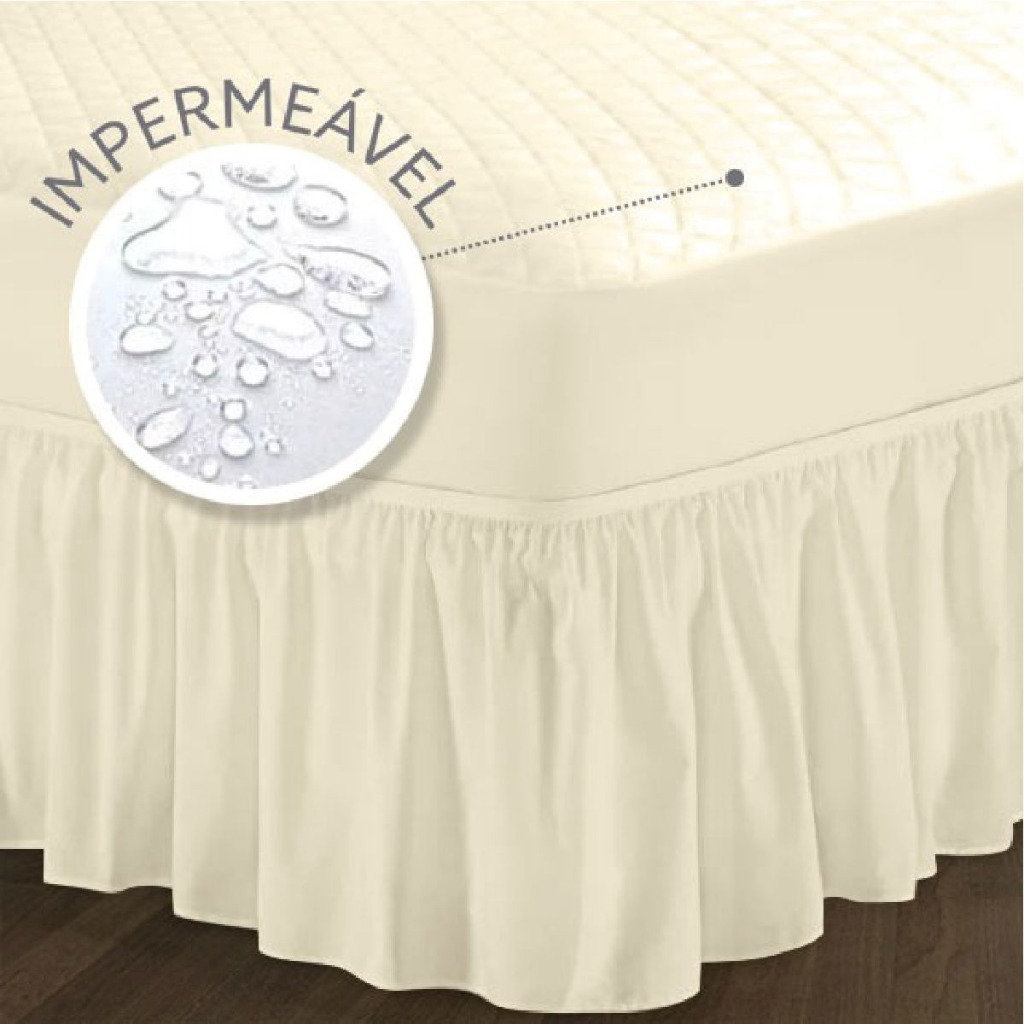 Conjunto Capa para Colchão Impermeável Matelada Casal Queen + Saia box Queen Palha