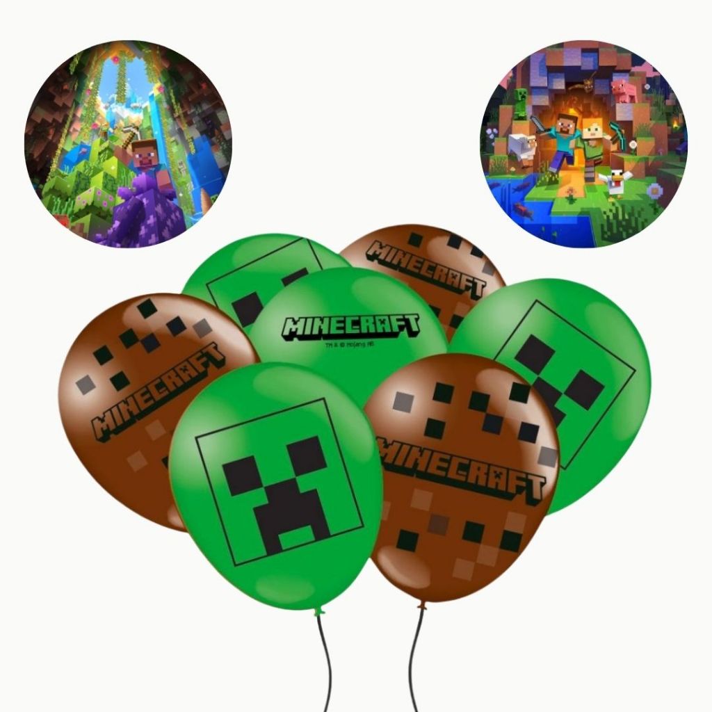 25~100 BALÃO BEXIGA FESTA  MINECRAFT n°9 FESTCOLOR em Oferta na Shopee