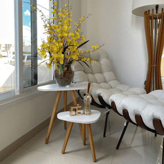 Conjunto de Mesinhas Lateral E Apoio Pe Palito Tripe Porta Quadros E Objetos Orgânica