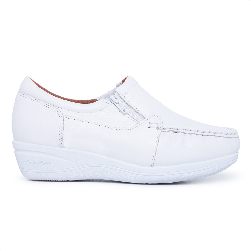 Sapato Mocassim Feminino Ortopedico Feito em Couro Legitimo Confortavel