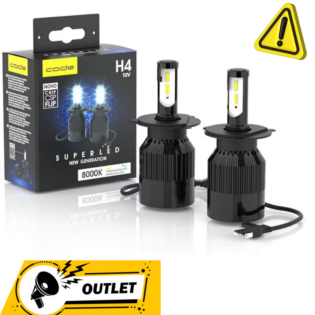 Kit Super Led CODE Techone 8000k 12v  H4 H1 H3 H4 H7 H8 H11 Hb4 OUTLET em Oferta na Shopee