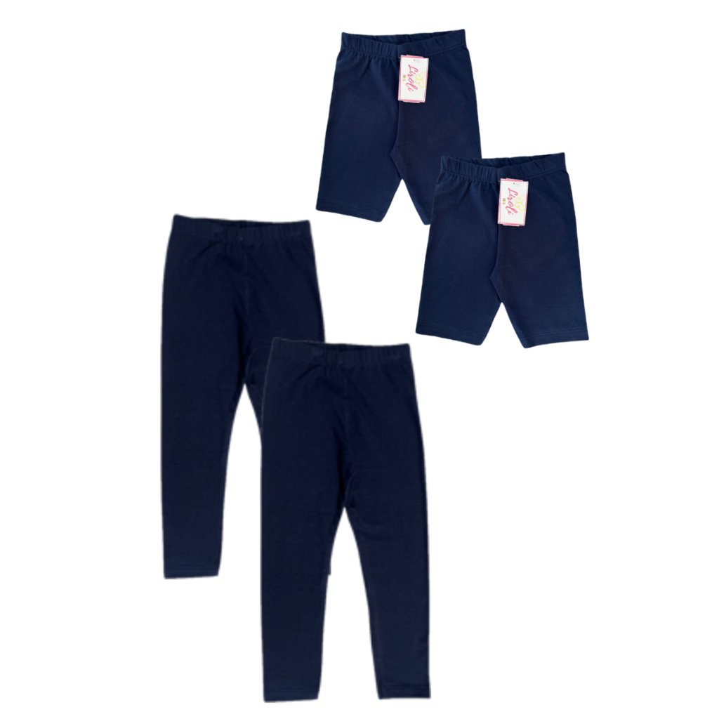 Kit 4 Peças Calça Bermuda Legging Cotton Uniforme Escolar Infantil Menina Tamanho 1 ao 16