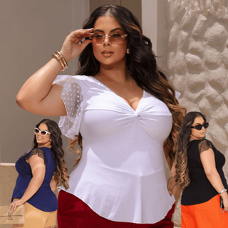 Blusa Plus Size Moderna Renda Delicado Manga Sino Tendência em Oferta na Shopee