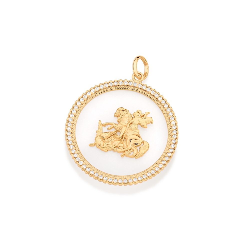 Pingente São Jorge Folheado A Ouro Zircônias Rommanel 542688