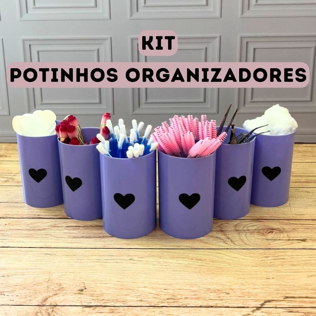 kit Organizador de pincel Cosméticos potinhos porta pinceis Maquiagem portinho lilas fofo make