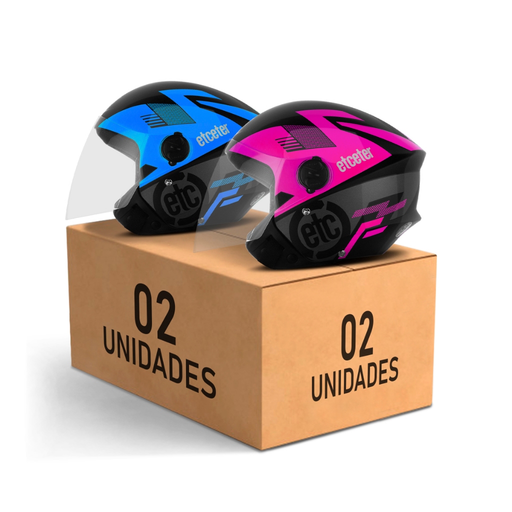 Kit Capacete Moto Aberto Feminino E Masculino De Moto Urbano Etceter Open Pro Tork  Modelo Azul em Oferta na Shopee
