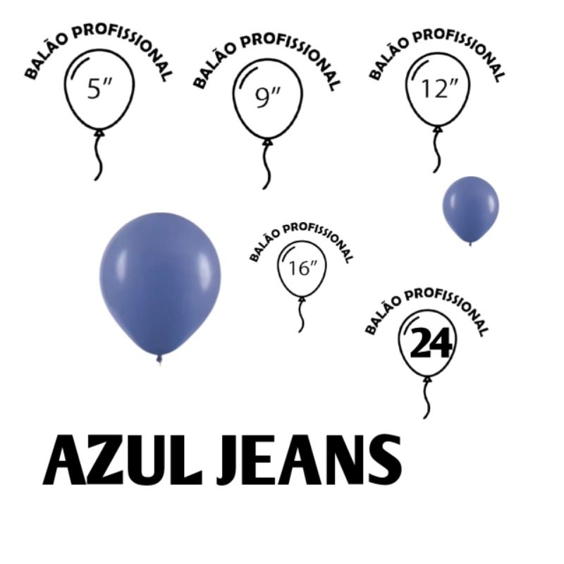Balão Balões Bexiga ART LATEX azul jeans  liso–Escolha o Tamanho(5”9”12”16”24") profissional redondo
