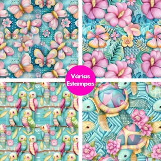 Tecido Tricoline Digital 100% Algodão 0,50mt x 1,50mt Estampa Variada em Oferta na Shopee