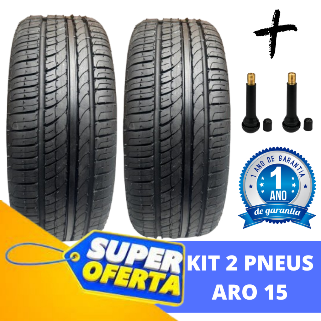 Kit 2 Pneus aro 15 Nacional 195-55-15 Fiesta / Fox /Gol /Parati / Polo / Saveiro / Spacefox / Voyage em Oferta na Shopee