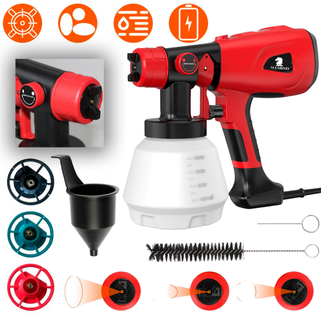 Pistola Elétrica Pintura Pulverizador de Tinta Compressor Paint 800w 110V/220V