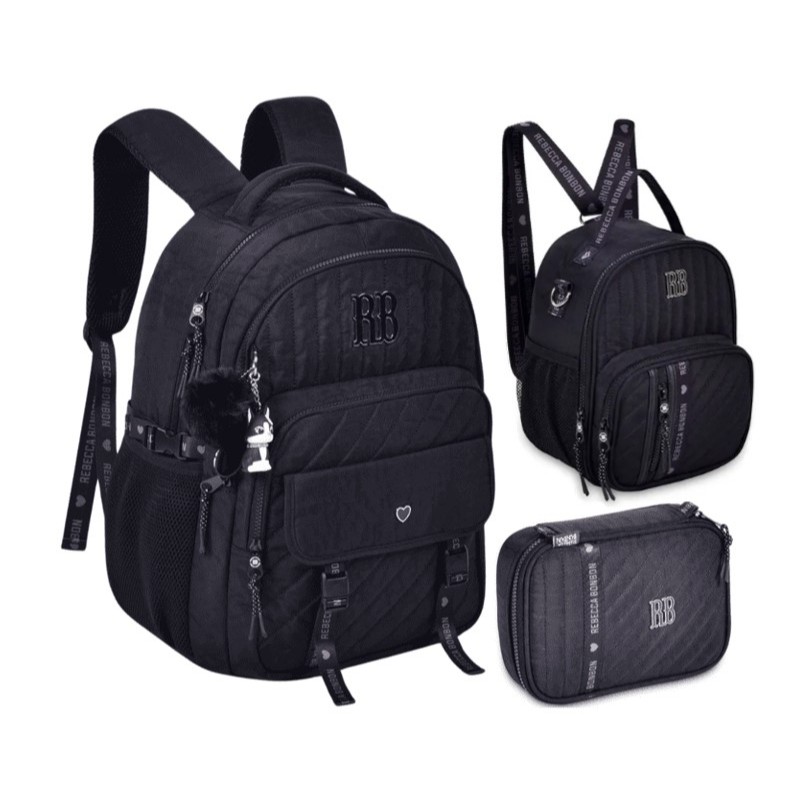 Kit Mochila de Costas Rebecca Bonbon Matelassê Lancheira e Estojo - Women Bags