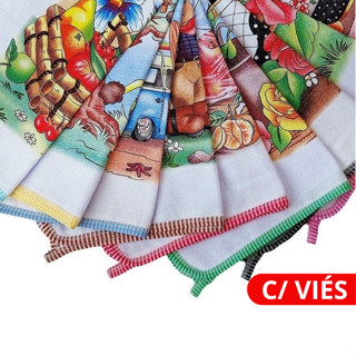 Kit 10 un Pano de Prato Grande com Viés Estampado. EXCELENTE QUALIDADE. em Oferta na Shopee