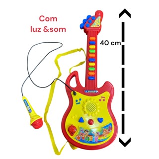 GUITARRA musical infantil com microfone luz e som para crianca em Oferta na Shopee