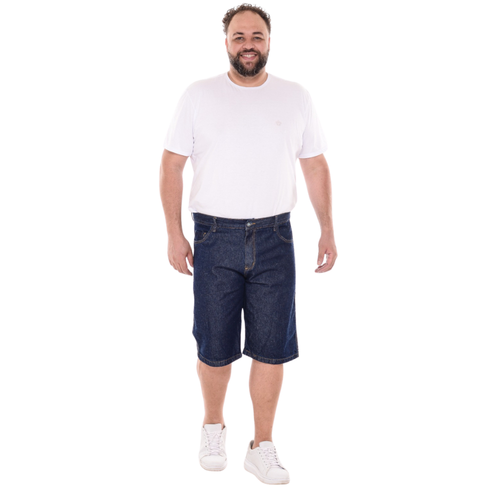 Bermuda Masculina Plus Size 100% Algodão Jeans Azulão