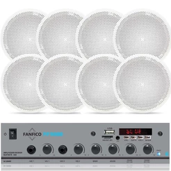 Kit Som Ambiente Receiver + 8 Arandelas Branca Som Casa 55w