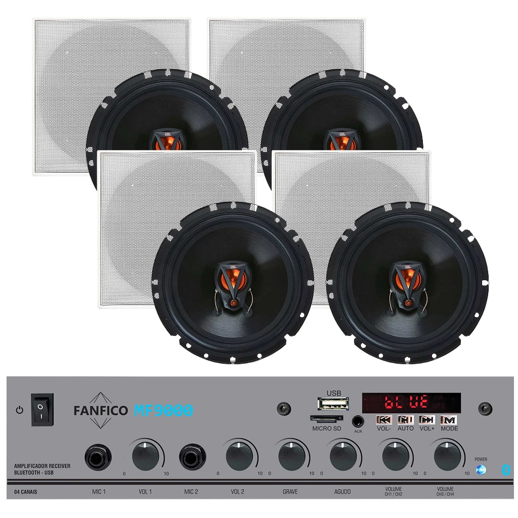 Receiver 4 Canais Mf-9000 + 4 Arandelas Jbl Caixa De Som Bt em Oferta na Shopee