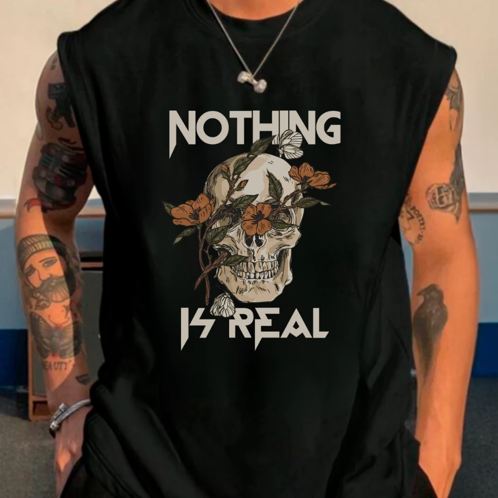 Regata Streetwear camiseta Moda Masculina Premium Estampa Caveira No thing Real