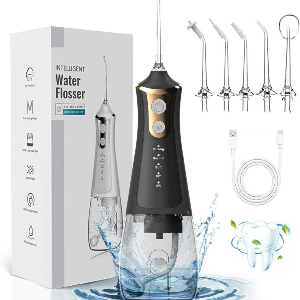 Irrigador Bucal higienizador dos dentes oral USB Recarregável 3 modos 4 Bocais Limpador de Dentes - Envio Imediato