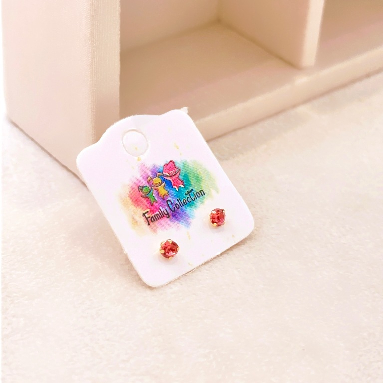 Brinco Infantil com Zircônia Rosa ou Verde Tamanho GG Folheado a Ouro 18K - Hipoalergênico com Tarraxa Baby de Segurança em Oferta na Shopee