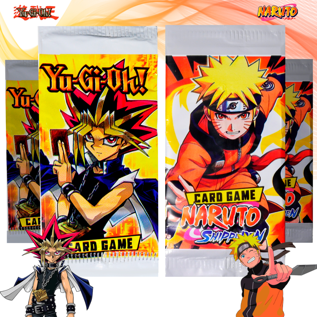 Cartinhas/cards 100 Pacotinhos Com 400 Unidades 50 Naruto 50 Yugioh