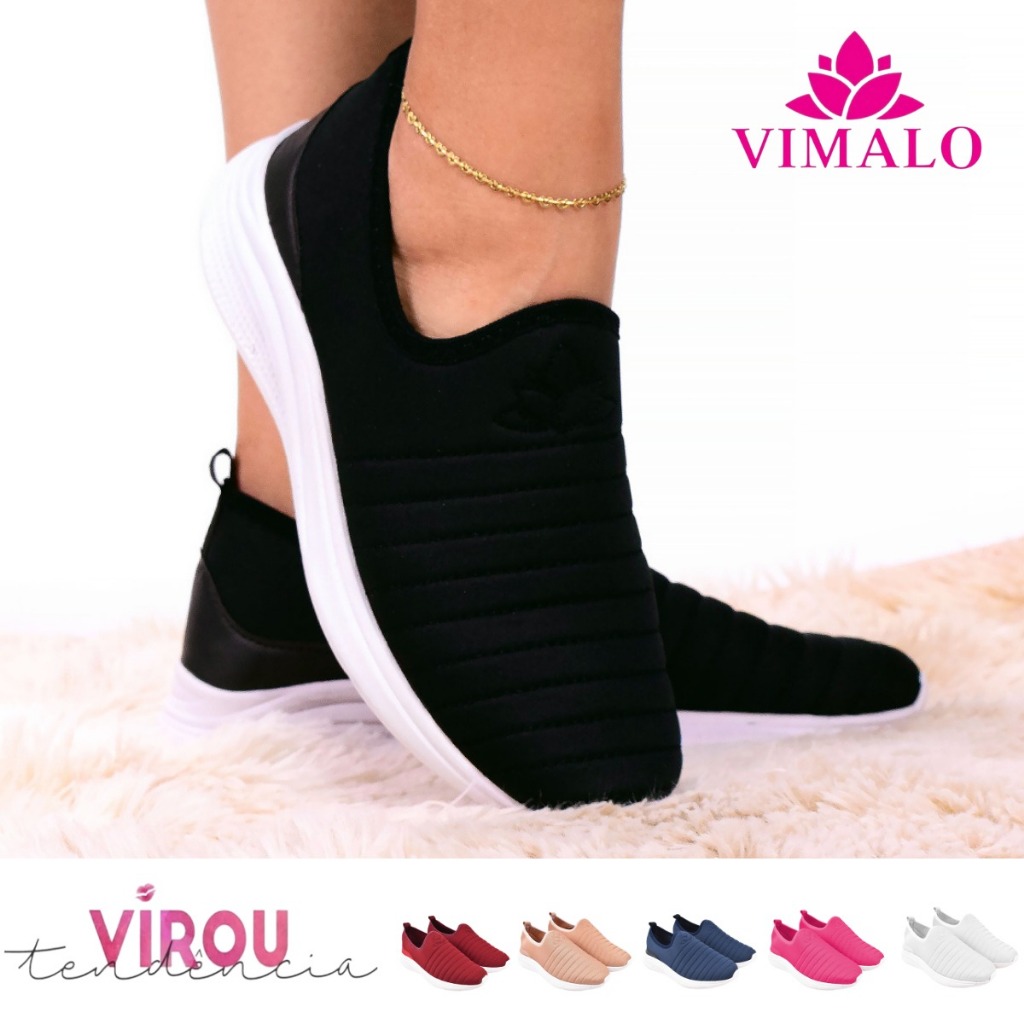 Tênis Feminino Meia Calce Fácil Slip On Ortopédico Mãe e Filha para Caminhada Vl-02 em Oferta na Shopee