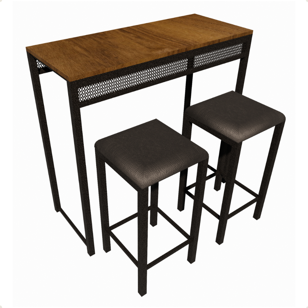 Conjunto Mesa Bancada Ilha com 2 Banquetas Bistrô Mesa Alta Cozinha ou Sala de Jantar